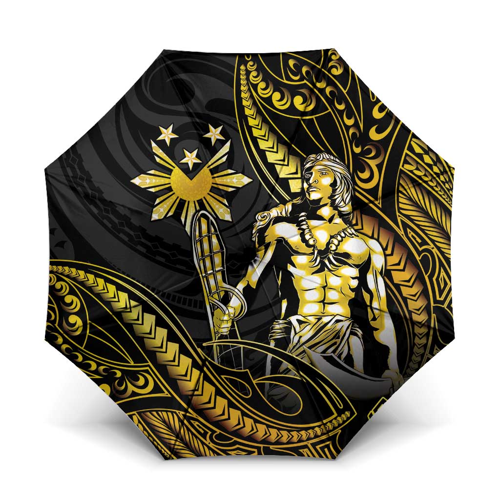 Filipinos Lapu Lapu Hero Umbrella Gold Polynesian Tribal Tattoo LT05 One Size Folded 11.42 inch Opened Diameter 37.4 inch Gold - Polynesian Pride
