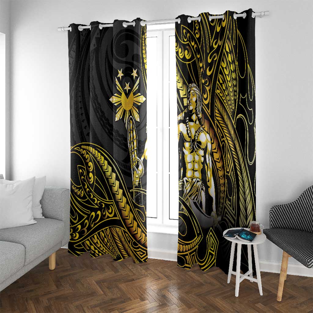 Filipinos Lapu Lapu Hero Window Curtain Gold Polynesian Tribal Tattoo
