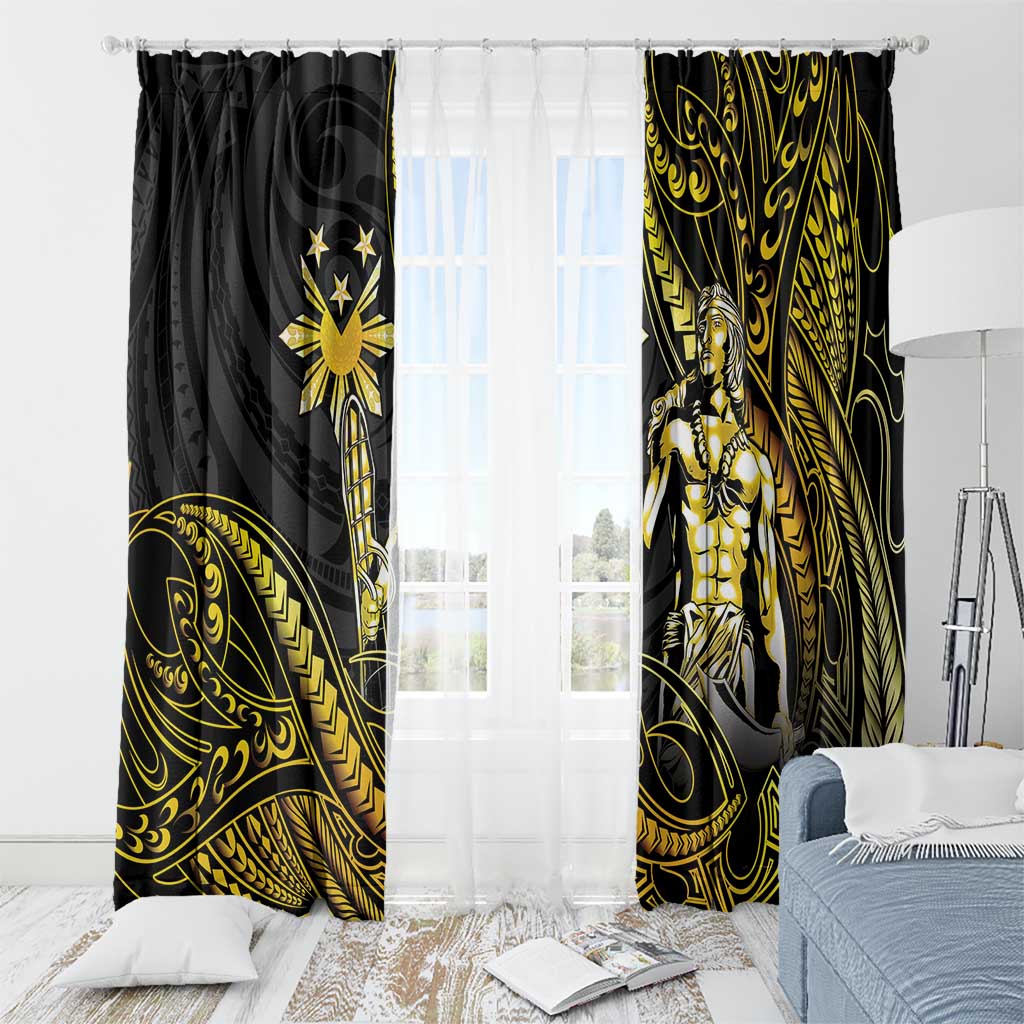 Filipinos Lapu Lapu Hero Window Curtain Gold Polynesian Tribal Tattoo