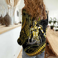 Filipinos Lapu Lapu Hero Women Casual Shirt Gold Polynesian Tribal Tattoo LT05 - Polynesian Pride