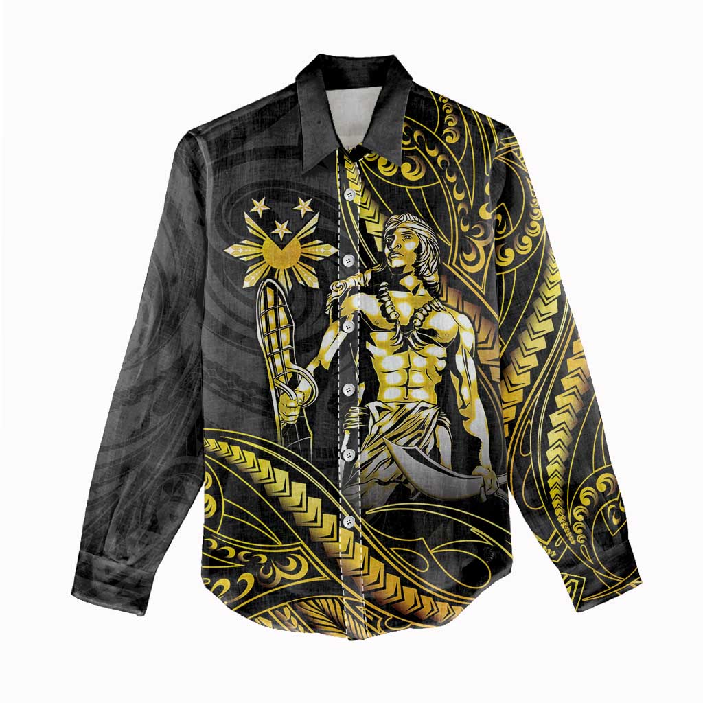 Filipinos Lapu Lapu Hero Women Casual Shirt Gold Polynesian Tribal Tattoo LT05 - Polynesian Pride
