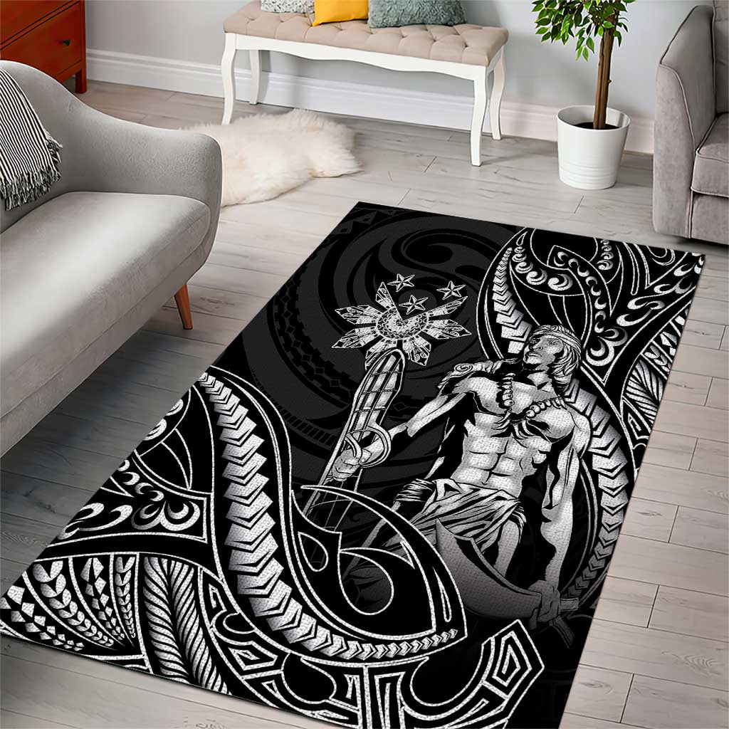 Filipinos Lapu Lapu Hero Area Rug Black Polynesian Tribal Tattoo