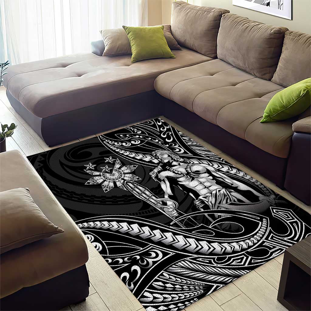 Filipinos Lapu Lapu Hero Area Rug Black Polynesian Tribal Tattoo