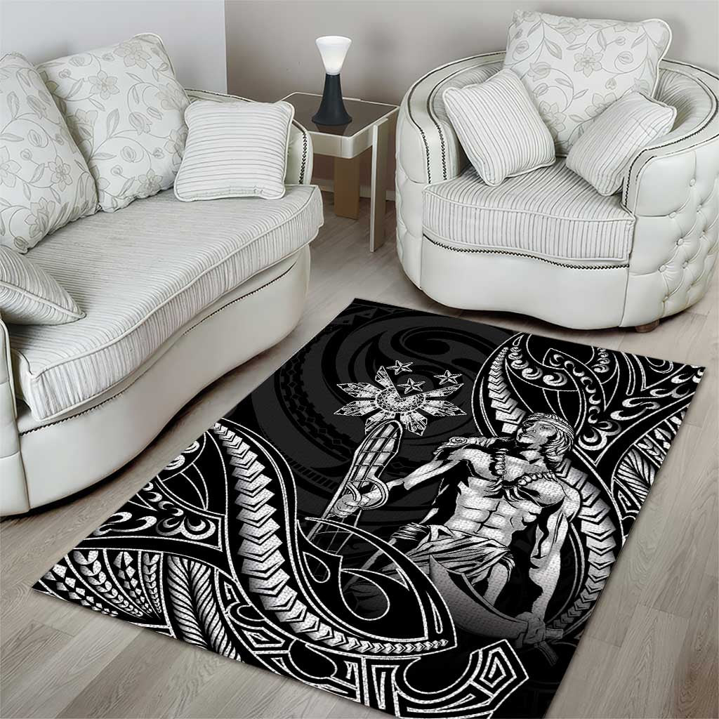 Filipinos Lapu Lapu Hero Area Rug Black Polynesian Tribal Tattoo
