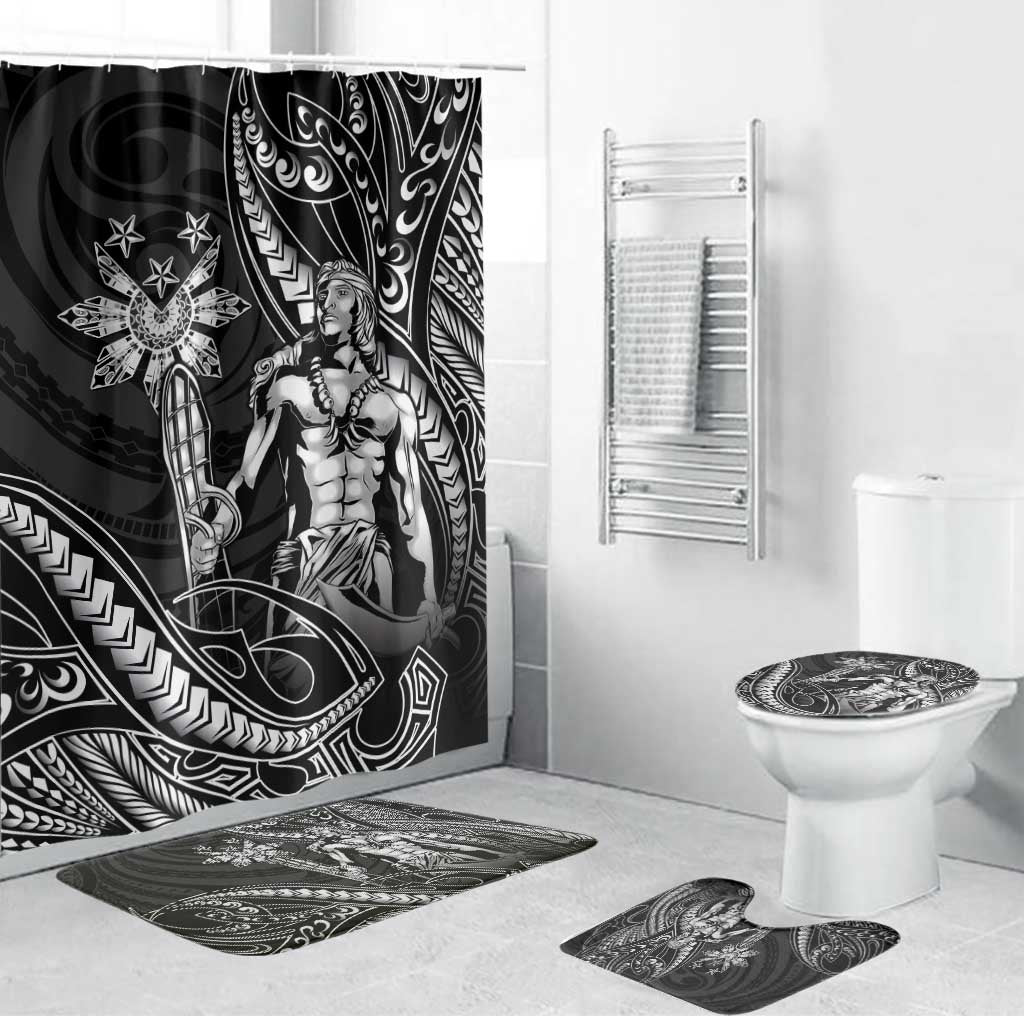 Filipinos Lapu Lapu Hero Bathroom Set Black Polynesian Tribal Tattoo