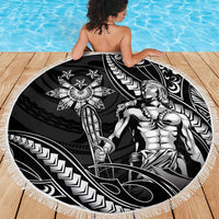 Filipinos Lapu Lapu Hero Beach Blanket Black Polynesian Tribal Tattoo