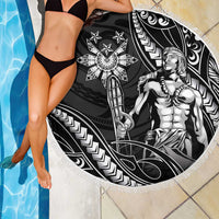 Filipinos Lapu Lapu Hero Beach Blanket Black Polynesian Tribal Tattoo