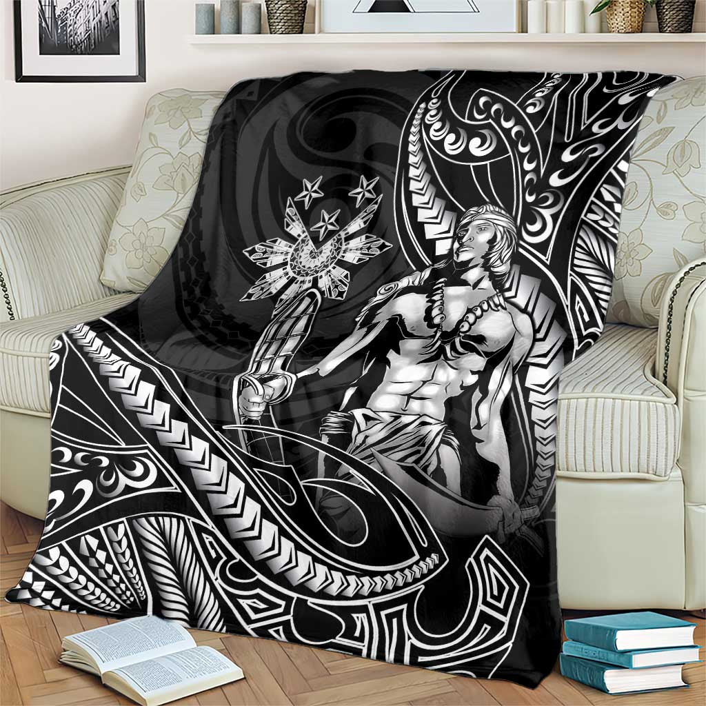 Filipinos Lapu Lapu Hero Blanket Black Polynesian Tribal Tattoo