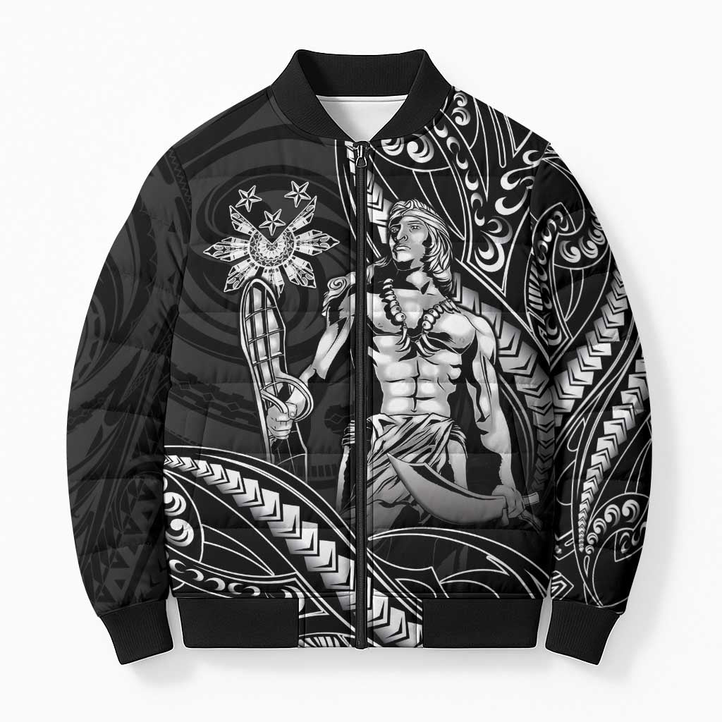 Filipinos Lapu Lapu Hero Bomber Puffer Jacket Black Polynesian Tribal Tattoo LT05 Unisex Black - Polynesian Pride