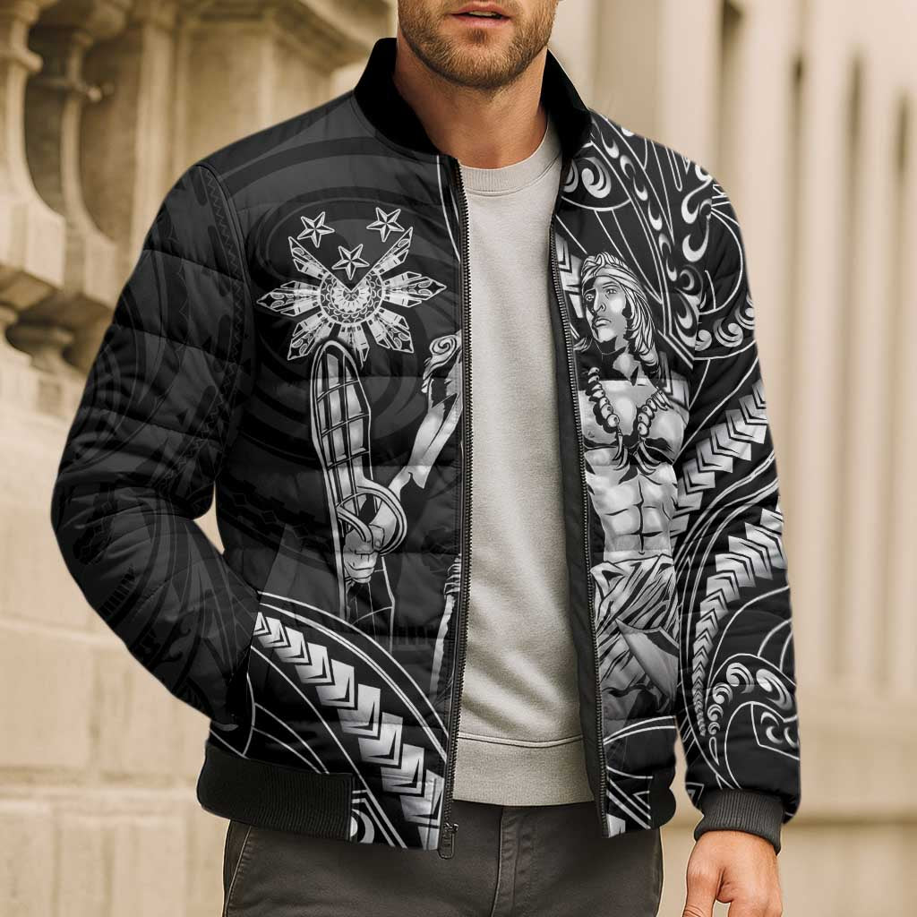 Filipinos Lapu Lapu Hero Bomber Puffer Jacket Black Polynesian Tribal Tattoo LT05 - Polynesian Pride