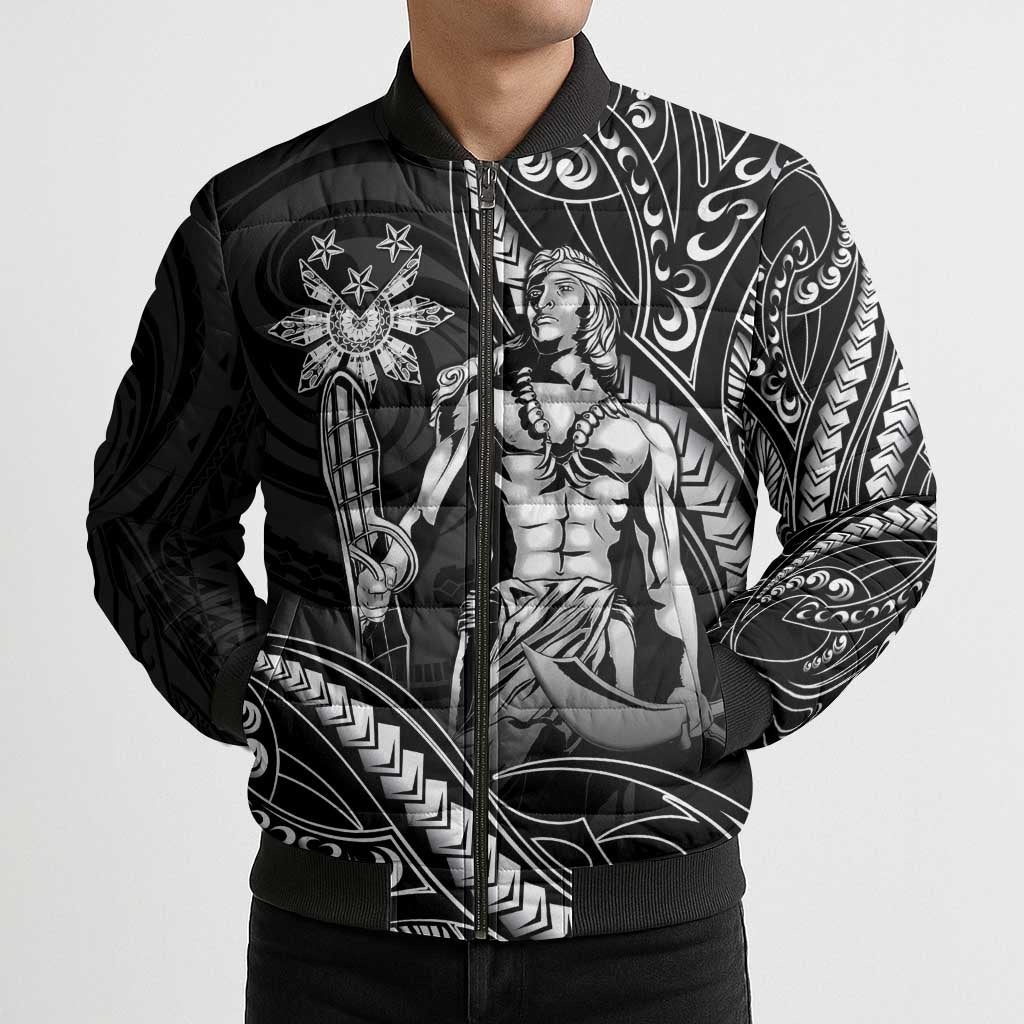 Filipinos Lapu Lapu Hero Bomber Puffer Jacket Black Polynesian Tribal Tattoo LT05 - Polynesian Pride