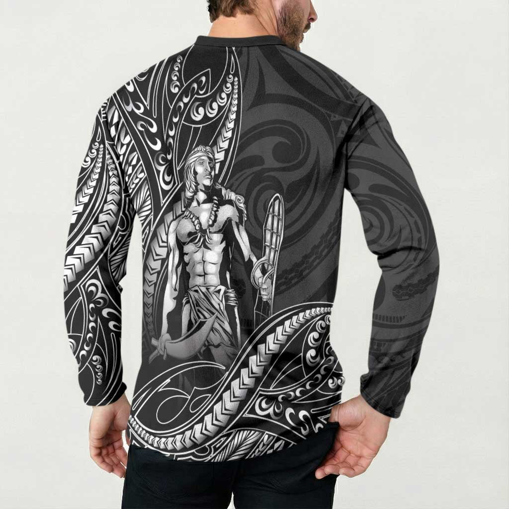 Filipinos Lapu Lapu Hero Button Sweatshirt Black Polynesian Tribal Tattoo