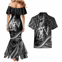 Filipinos Lapu Lapu Hero Couples Matching Mermaid Dress and Hawaiian Shirt Black Polynesian Tribal Tattoo LT05 - Polynesian Pride