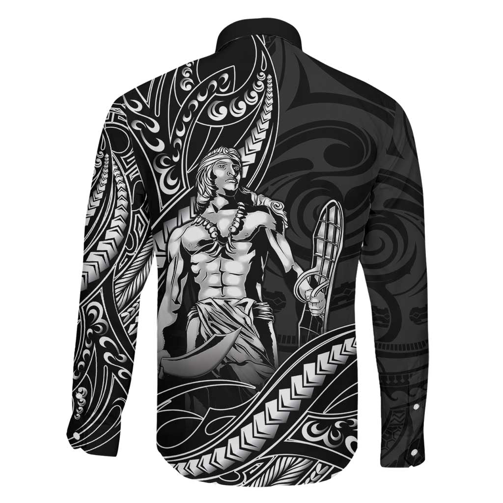 Filipinos Lapu Lapu Hero Family Matching Off Shoulder Short Dress and Hawaiian Shirt Black Polynesian Tribal Tattoo LT05 - Polynesian Pride
