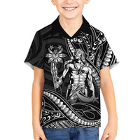 Filipinos Lapu Lapu Hero Family Matching Off Shoulder Short Dress and Hawaiian Shirt Black Polynesian Tribal Tattoo LT05 Son's Shirt Black - Polynesian Pride