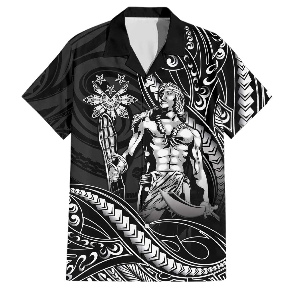 Filipinos Lapu Lapu Hero Family Matching Puletasi and Hawaiian Shirt Black Polynesian Tribal Tattoo LT05 Dad's Shirt - Short Sleeve Black - Polynesian Pride