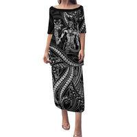 Filipinos Lapu Lapu Hero Family Matching Puletasi and Hawaiian Shirt Black Polynesian Tribal Tattoo LT05 Mom's Dress Black - Polynesian Pride
