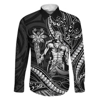 Filipinos Lapu Lapu Hero Family Matching Short Sleeve Bodycon Dress and Hawaiian Shirt Black Polynesian Tribal Tattoo LT05 Dad's Shirt - Long Sleeve Black - Polynesian Pride