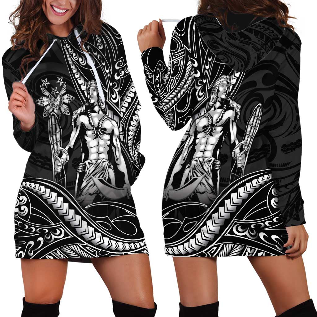 Filipinos Lapu Lapu Hero Hoodie Dress Black Polynesian Tribal Tattoo LT05 - Polynesian Pride