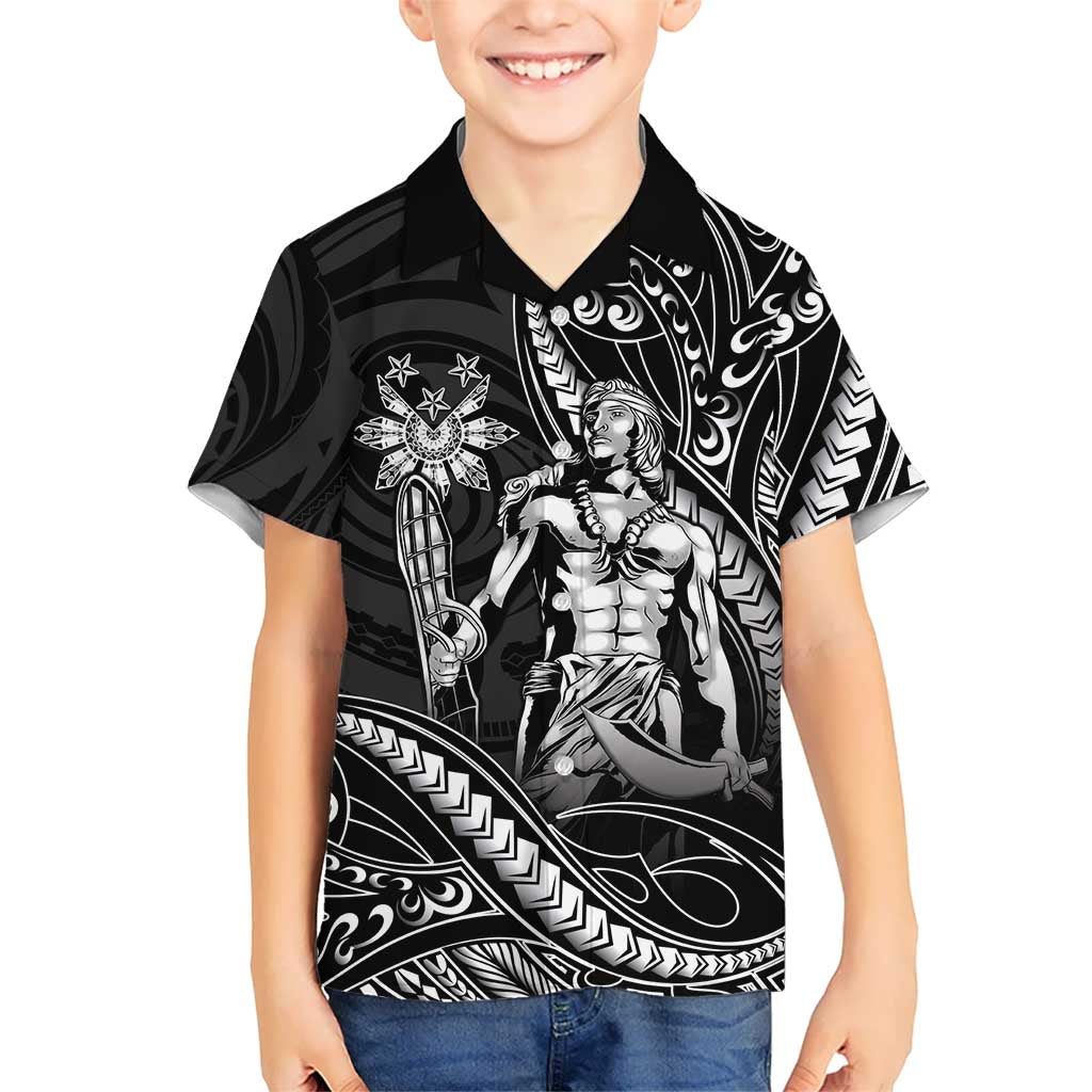 Filipinos Lapu Lapu Hero Kid Hawaiian Shirt Black Polynesian Tribal Tattoo LT05 Kid Black - Polynesian Pride