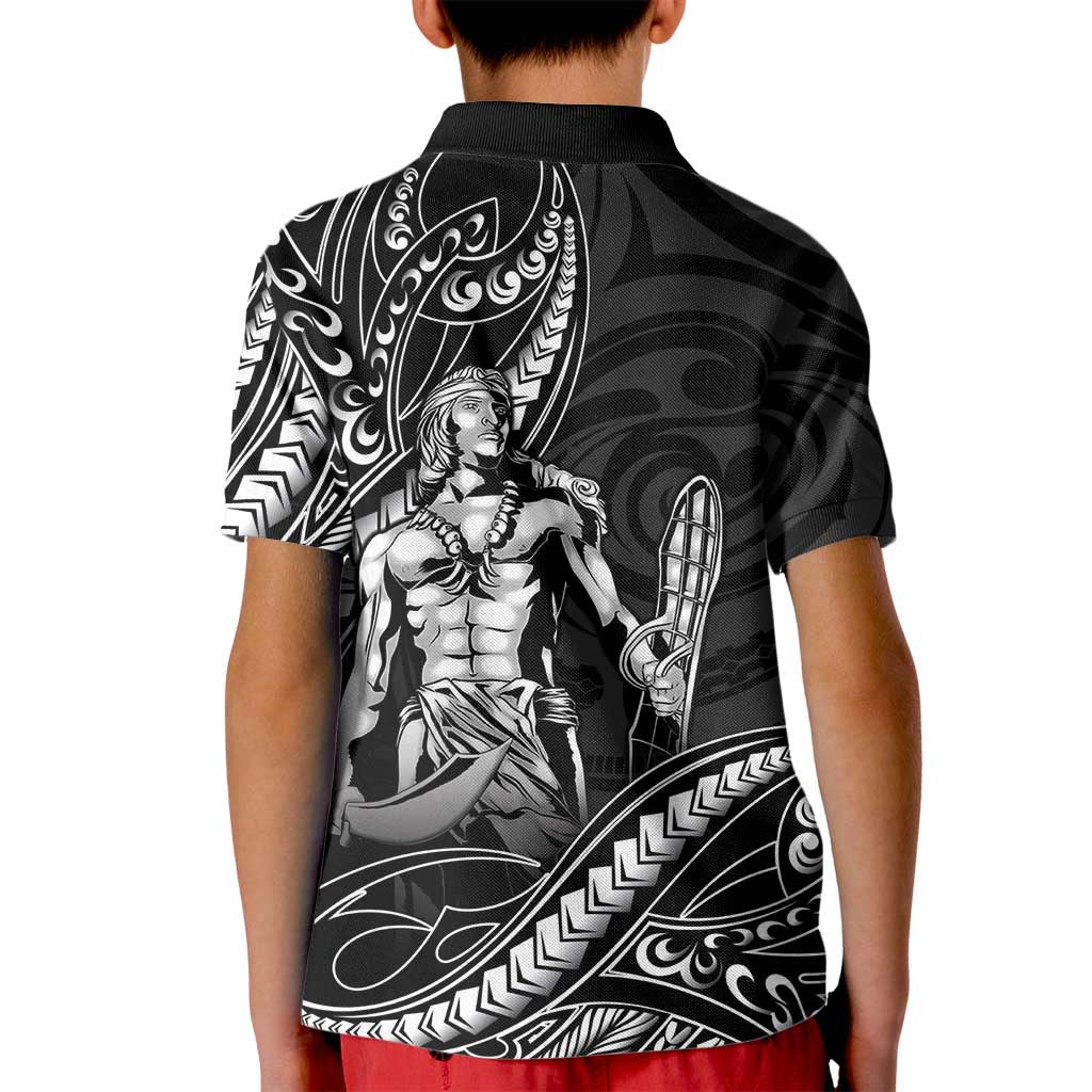 Filipinos Lapu Lapu Hero Kid Polo Shirt Black Polynesian Tribal Tattoo LT05 - Polynesian Pride