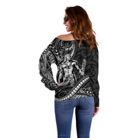 Filipinos Lapu Lapu Hero Off Shoulder Sweater Black Polynesian Tribal Tattoo