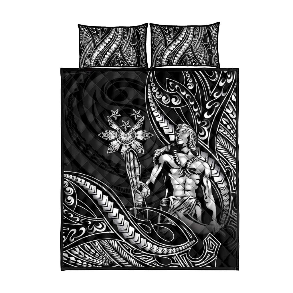Filipinos Lapu Lapu Hero Quilt Bed Set Black Polynesian Tribal Tattoo
