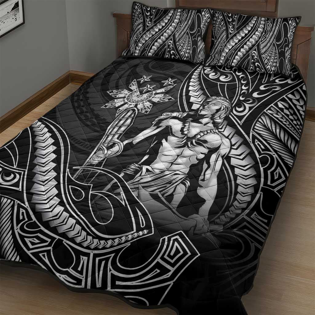 Filipinos Lapu Lapu Hero Quilt Bed Set Black Polynesian Tribal Tattoo