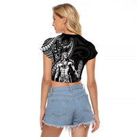 Filipinos Lapu Lapu Hero Raglan Cropped T Shirt Black Polynesian Tribal Tattoo
