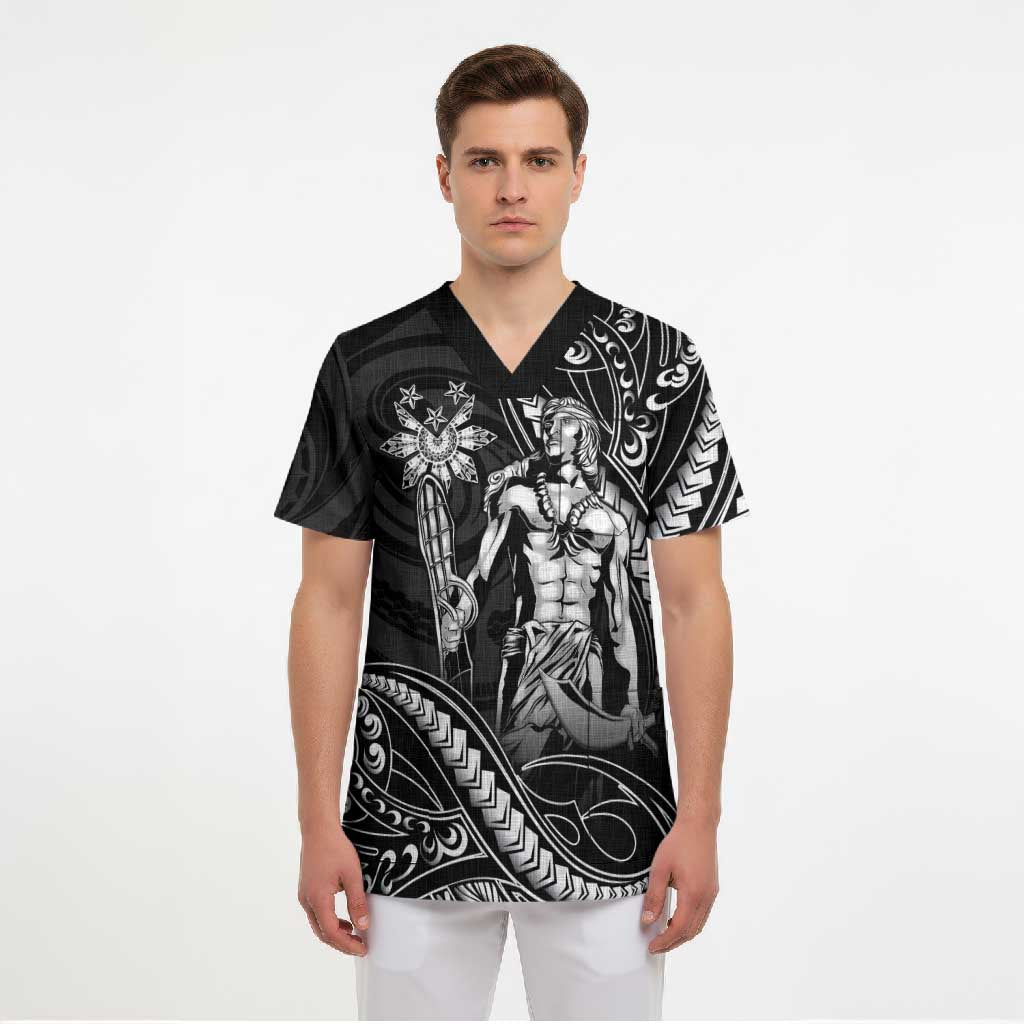 Filipinos Lapu Lapu Hero Scrub Top Black Polynesian Tribal Tattoo