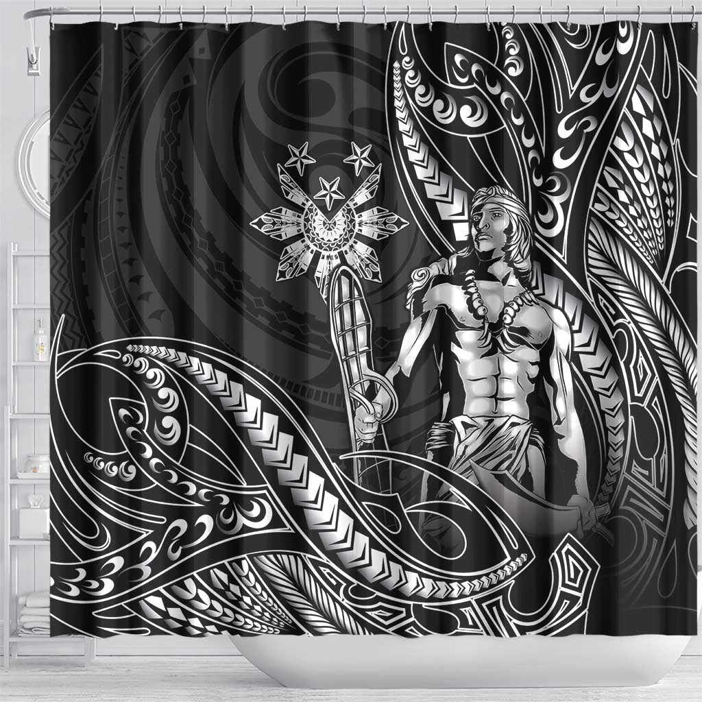 Filipinos Lapu Lapu Hero Shower Curtain Black Polynesian Tribal Tattoo