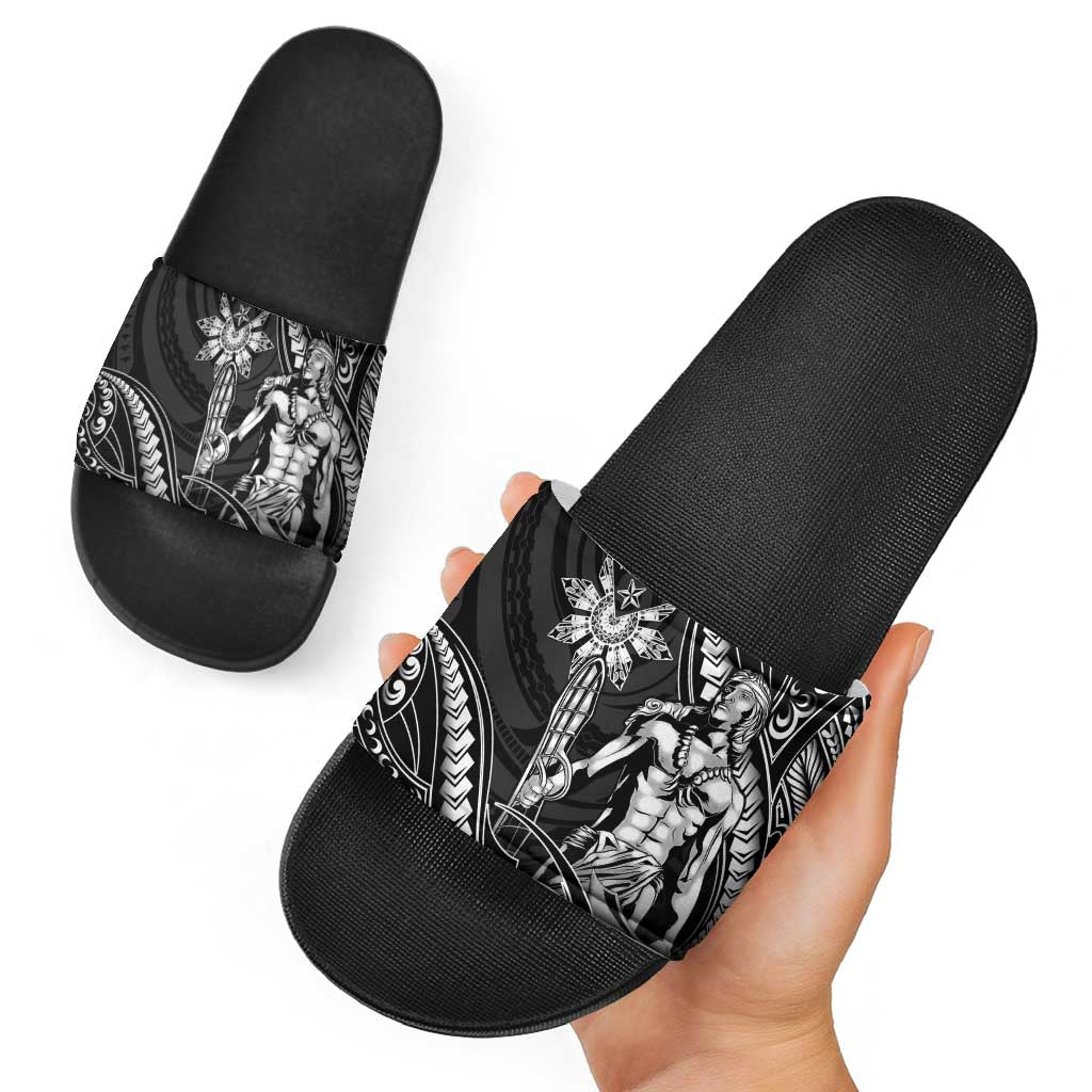Filipinos Lapu Lapu Hero Slide Sandals Black Polynesian Tribal Tattoo