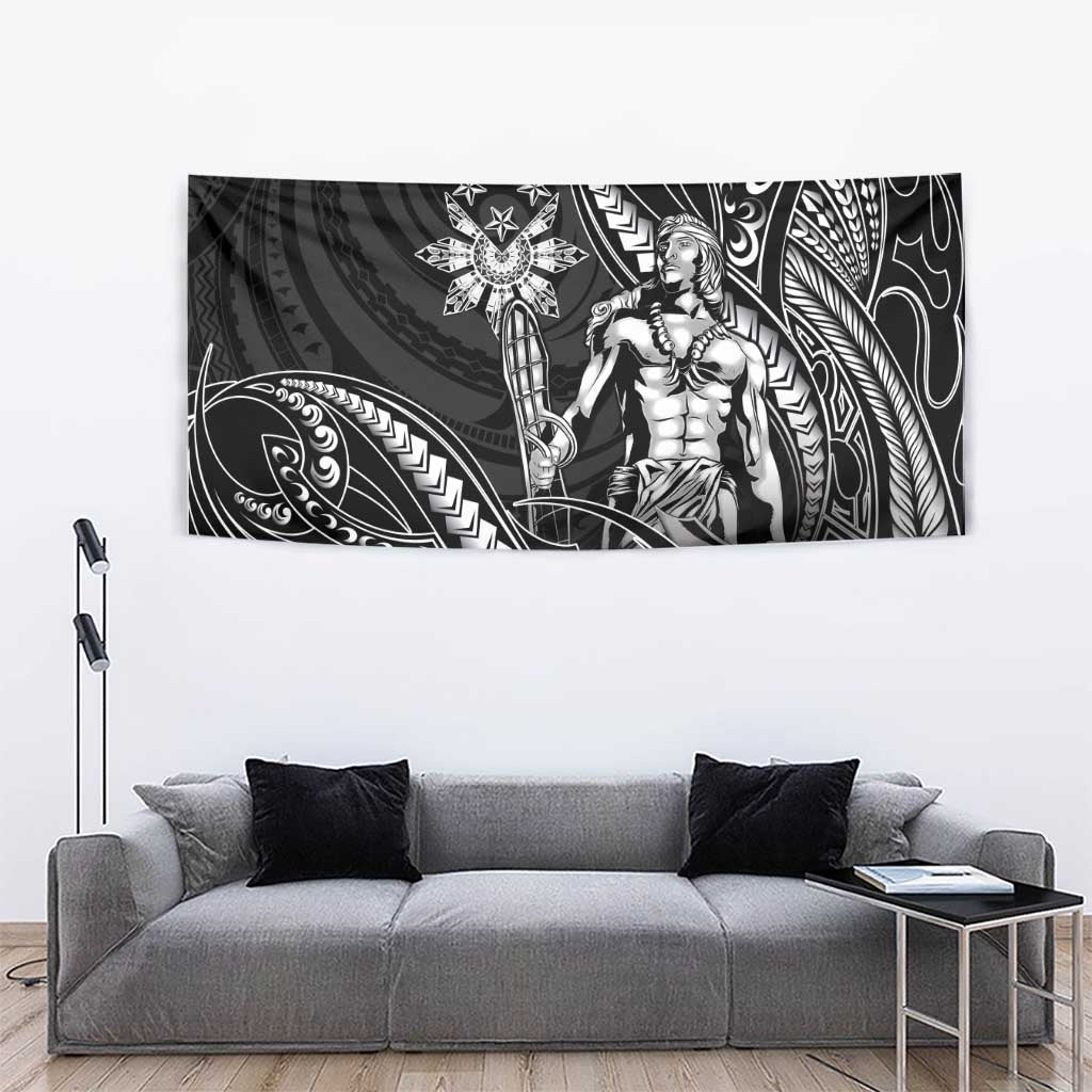 Filipinos Lapu Lapu Hero Tapestry Black Polynesian Tribal Tattoo