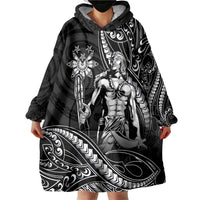 Filipinos Lapu Lapu Hero Wearable Blanket Hoodie Black Polynesian Tribal Tattoo LT05 - Polynesian Pride