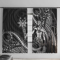 Filipinos Lapu Lapu Hero Window Curtain Black Polynesian Tribal Tattoo