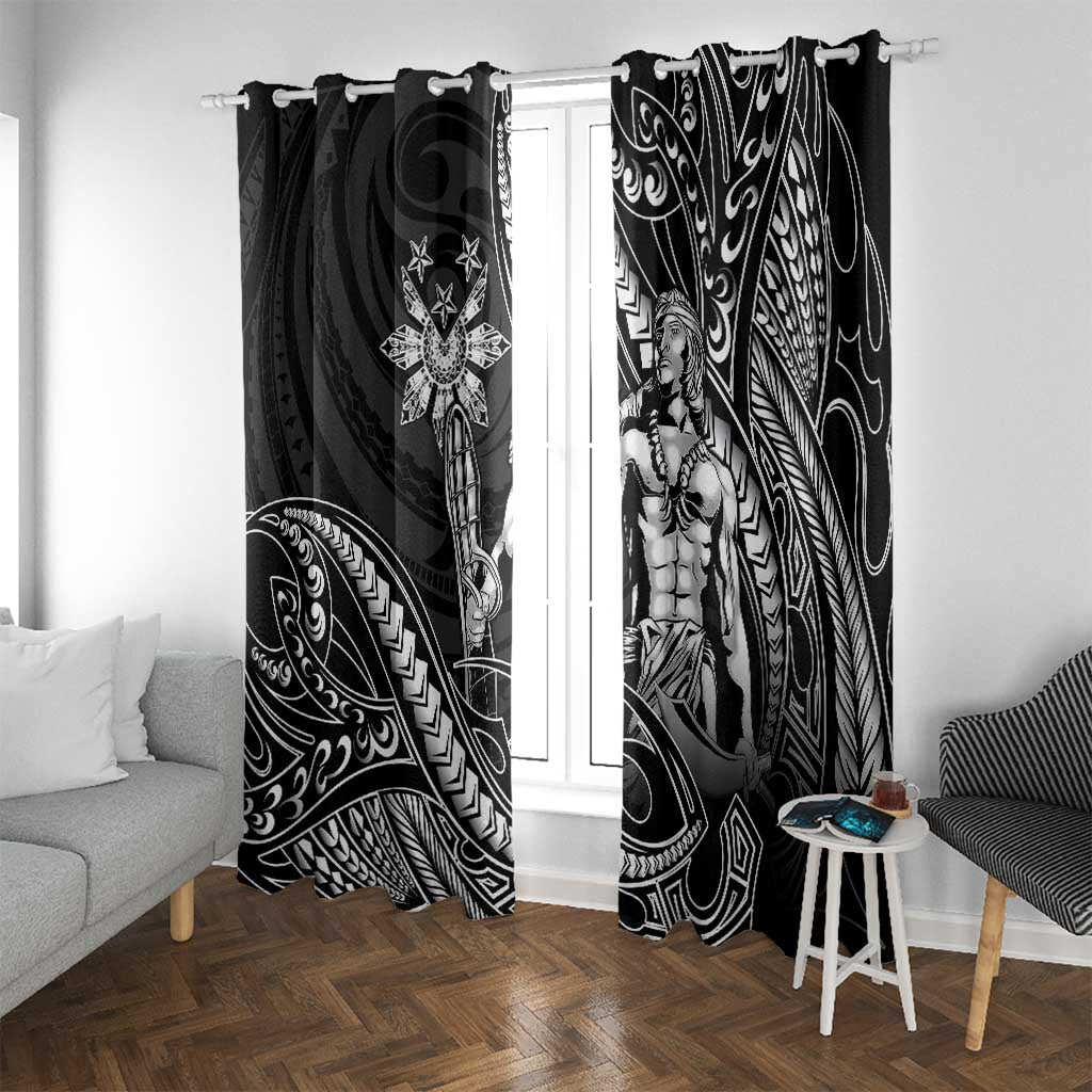 Filipinos Lapu Lapu Hero Window Curtain Black Polynesian Tribal Tattoo