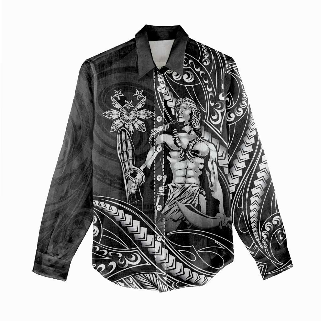 Filipinos Lapu Lapu Hero Women Casual Shirt Black Polynesian Tribal Tattoo LT05 - Polynesian Pride