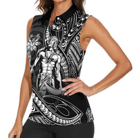 Filipinos Lapu Lapu Hero Women Sleeveless Polo Shirt Black Polynesian Tribal Tattoo LT05 - Polynesian Pride