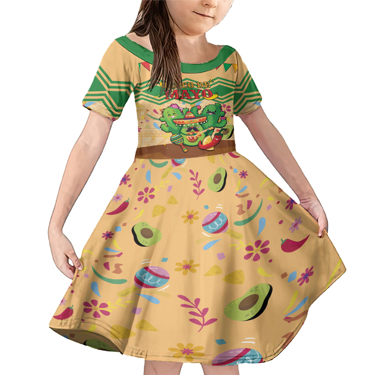 Personalised Hawaii Cinco De Mayo Family Matching Mermaid Dress and Hawaiian Shirt Funny Style LT05 Daughter's Dress Brown - Polynesian Pride