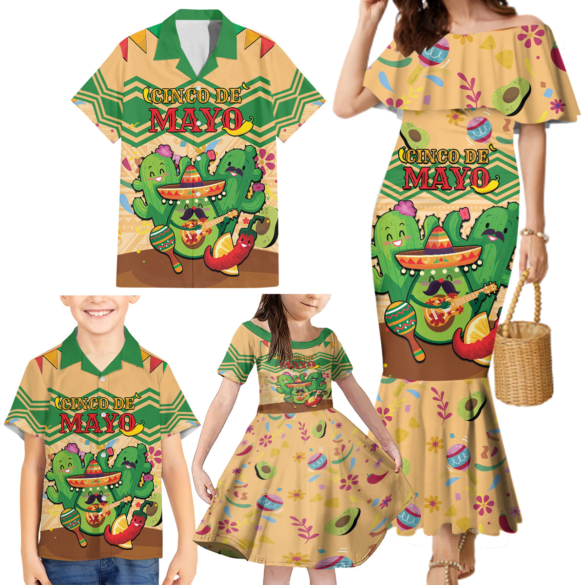 Personalised Hawaii Cinco De Mayo Family Matching Mermaid Dress and Hawaiian Shirt Funny Style LT05 - Polynesian Pride