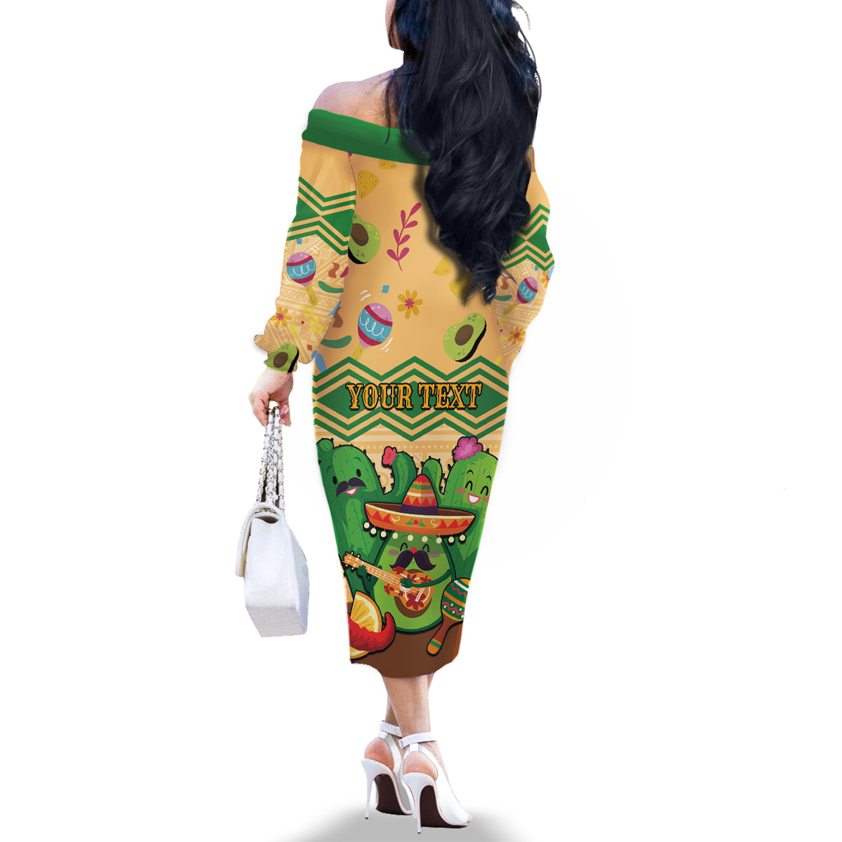 Personalised Hawaii Cinco De Mayo Family Matching Off The Shoulder Long Sleeve Dress and Hawaiian Shirt Funny Style
