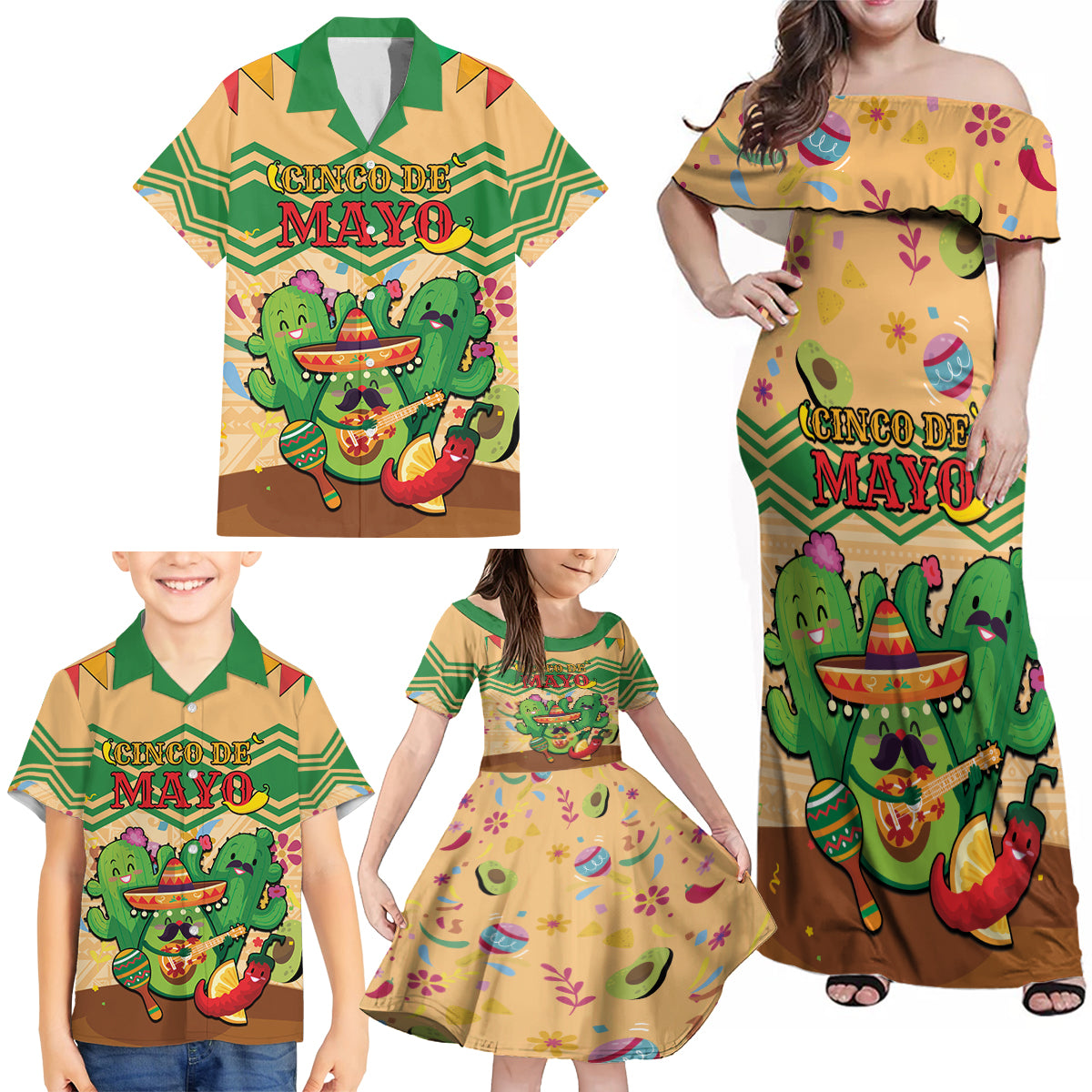Personalised Hawaii Cinco De Mayo Family Matching Off Shoulder Maxi Dress and Hawaiian Shirt Funny Style LT05 - Polynesian Pride