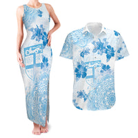 Happy Fiji Girmit Day Couples Matching Tank Maxi Dress and Hawaiian Shirt Fijian Tapa With Mandala Pattern LT05 Blue - Polynesian Pride
