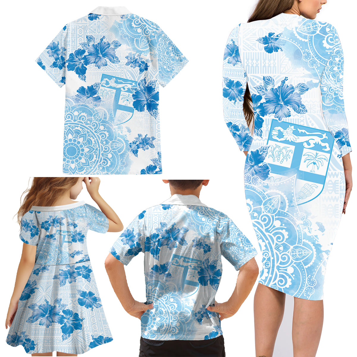 Happy Fiji Girmit Day Family Matching Long Sleeve Bodycon Dress and Hawaiian Shirt Fijian Tapa With Mandala Pattern LT05 - Polynesian Pride