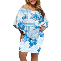 Happy Fiji Girmit Day Family Matching Off Shoulder Short Dress and Hawaiian Shirt Fijian Tapa With Mandala Pattern LT05 Mom's Dress Blue - Polynesian Pride