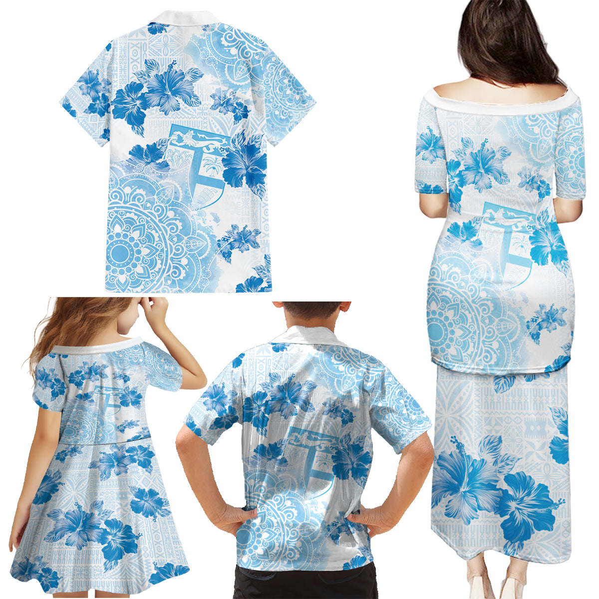 Happy Fiji Girmit Day Family Matching Puletasi and Hawaiian Shirt Fijian Tapa With Mandala Pattern LT05 - Polynesian Pride