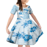 Happy Fiji Girmit Day Family Matching Short Sleeve Bodycon Dress and Hawaiian Shirt Fijian Tapa With Mandala Pattern LT05 Daughter's Dress Blue - Polynesian Pride