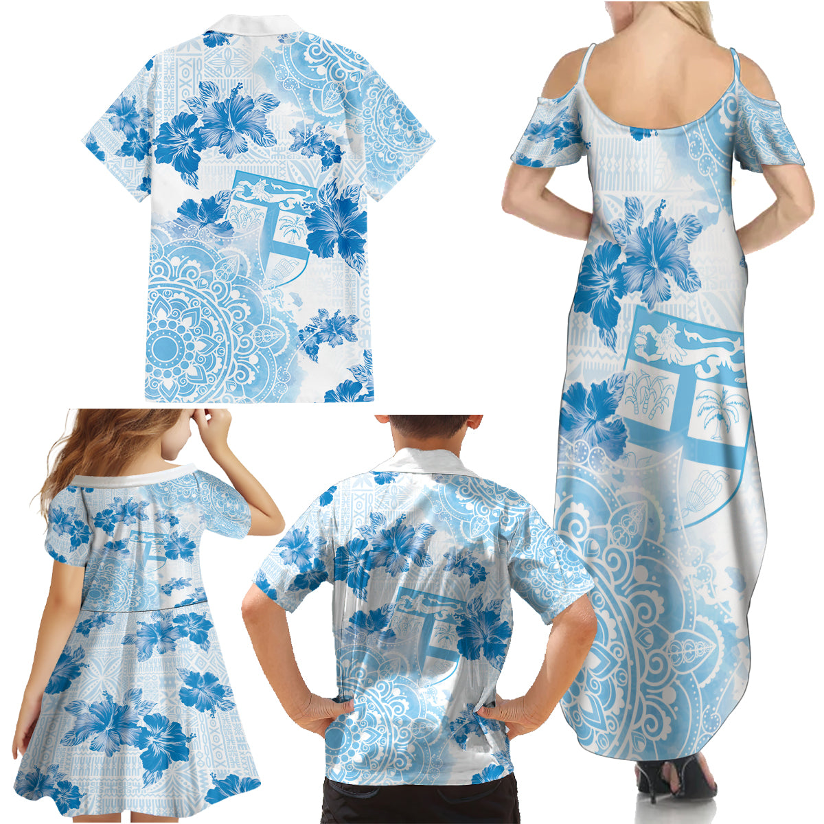 Happy Fiji Girmit Day Family Matching Summer Maxi Dress and Hawaiian Shirt Fijian Tapa With Mandala Pattern LT05 - Polynesian Pride