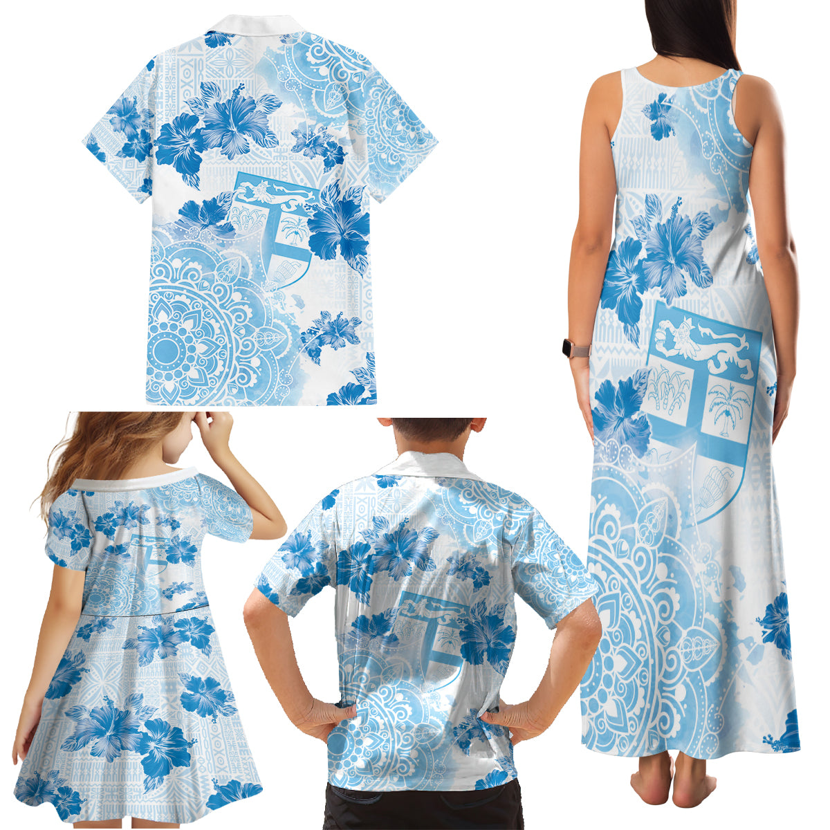 Happy Fiji Girmit Day Family Matching Tank Maxi Dress and Hawaiian Shirt Fijian Tapa With Mandala Pattern LT05 - Polynesian Pride
