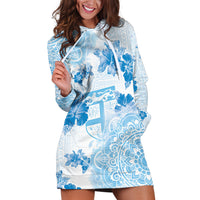 Happy Fiji Girmit Day Hoodie Dress Fijian Tapa With Mandala Pattern LT05 Blue - Polynesian Pride